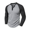 thumbnail image 1 of Men Clothing, Color Block Waffle T-Shirts for Men 2025 Fall Raglan Long Sleeve Casual Pullover Button Up Crewneck Henley Tee Shirt, 1 of 6
