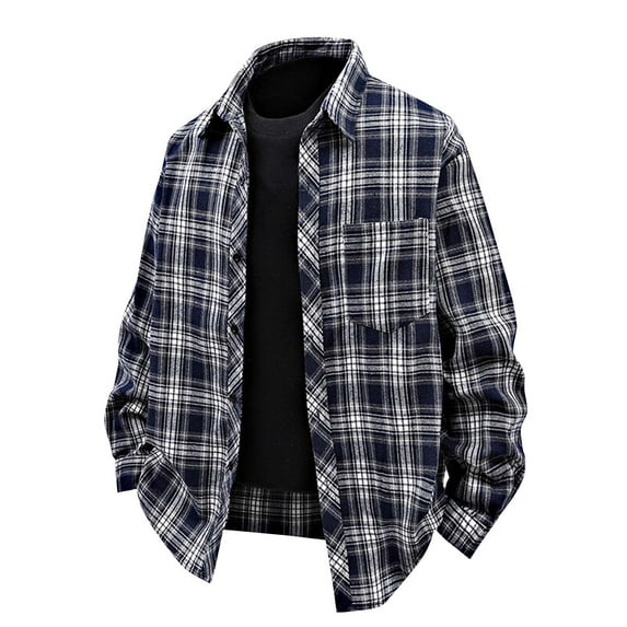 Men Clothing, Flannel Shirt for Men Plaid Long Sleeve Button Down Shirt Casual Fall Shirts with Front Pocket