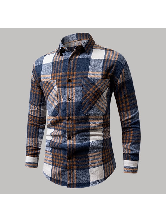 Men Clothing, Men's Casual Buffalo Plaid Shirts Long Sleeve Button Down Wool Blend Checkered Flannel Shirt Shacket Outwear Coat