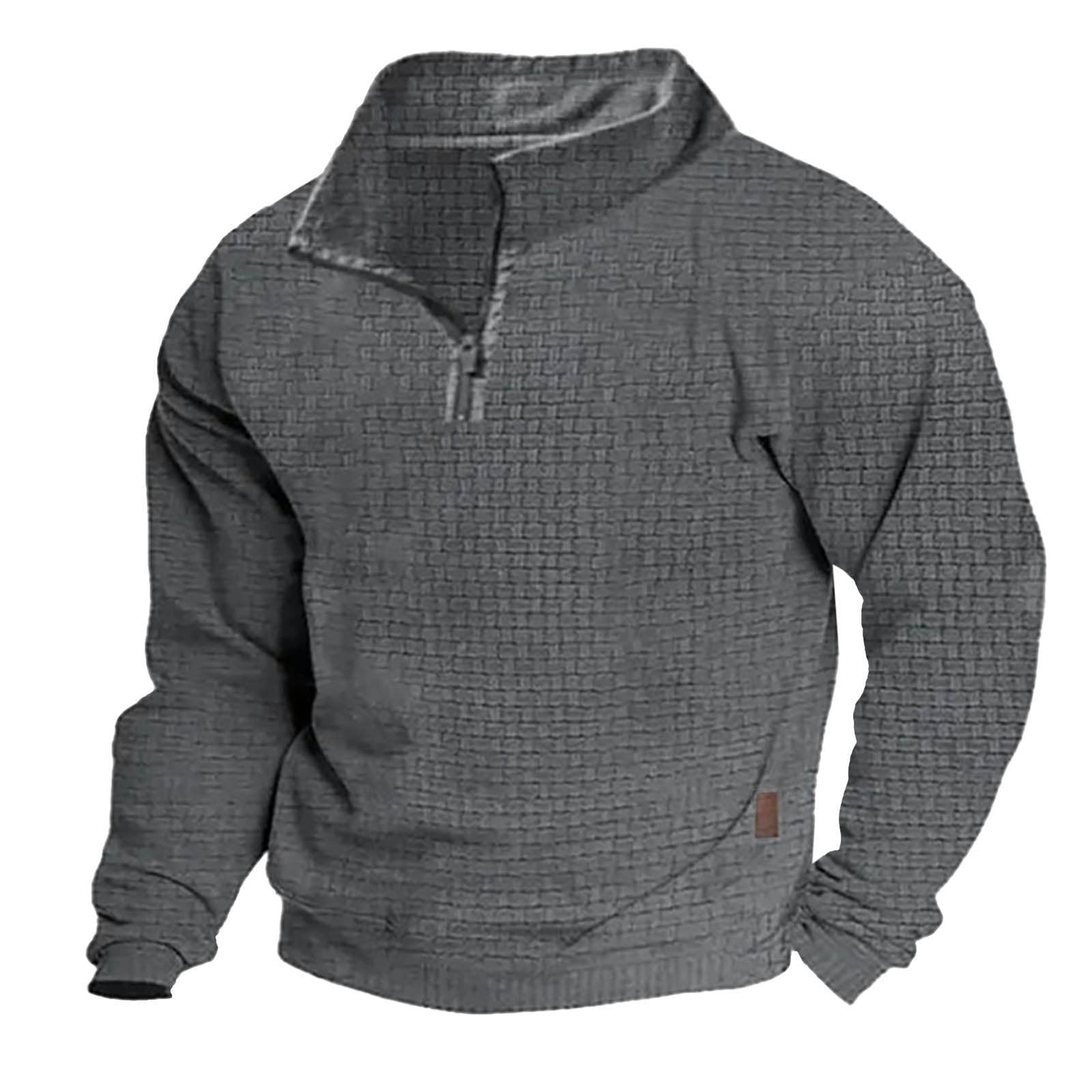 Men Clothing Men's Comfort Solid Color Plaid Hooded Long Sleeve Stand