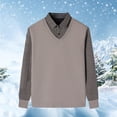 thumbnail image 1 of Men Clothing, Men's Fake-Two Pieces Pullover Sweaters Fleece Lined Long Sleeve Cozy 2025 Fall Winter Knitted Lapel Jumper Tops, 1 of 4