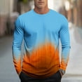 thumbnail image 1 of Men Clothing, Men's Gradient Color Shirts Casual Long Sleeve Crewneck Loose Pullover Graphic T-Shirt Summer Fashion Athletic Tops, 1 of 5