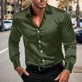 thumbnail image 1 of Men Clothing, Men's Long Sleeve Button Down Silk Shirt Slim-Fit Shiny Satin Dress Shirts Formal Casual Business Prom Party Wedding, 1 of 9