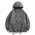 thumbnail image 1 of Men Clothing, Men's Oversized Lightweight Waterproof Jacket Full Zip Outdoor Sports Hooded Rain Coat Suncreen Windproof Jackets, 1 of 7
