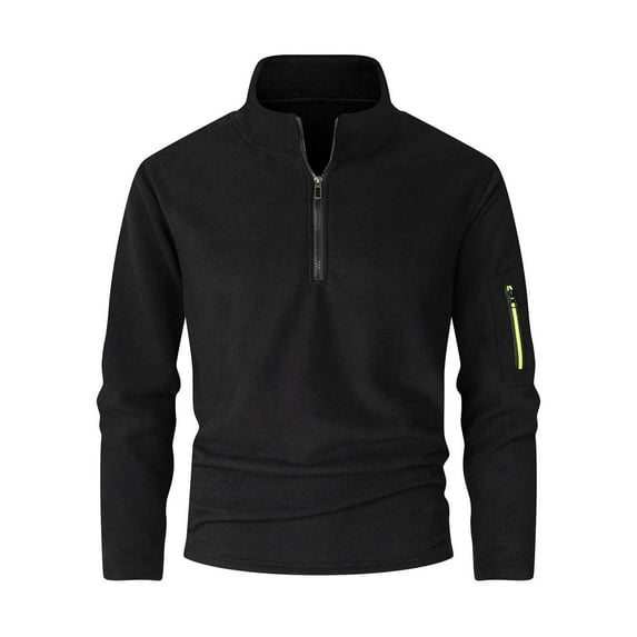 Men Clothing, Men's Quarter Zip Pullover Sweater Golf Fleece Long Sleeve Thermal Lightweight Sweatshirt with Zipper Pockets