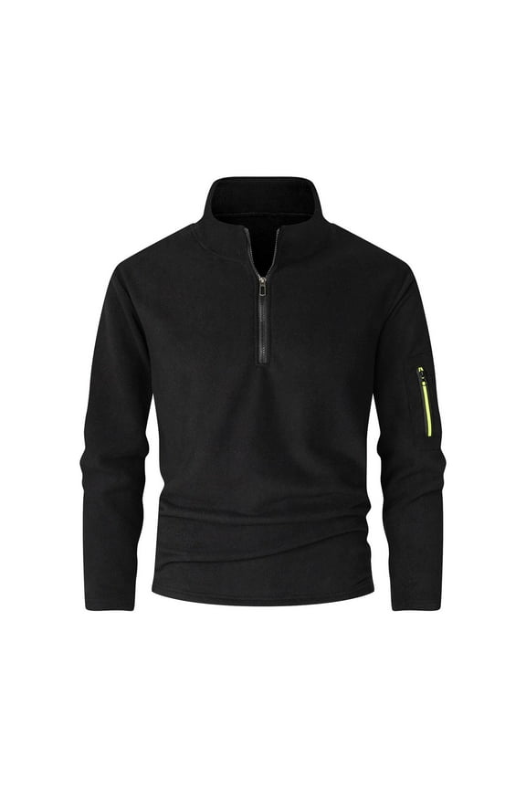Men Clothing, Men's Quarter Zip Pullover Sweater Golf Fleece Long Sleeve Thermal Lightweight Sweatshirt with Zipper Pockets