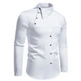 thumbnail image 1 of Men Clothing, Men's Stand-Up Collar Formal Shirt, Irregular Long-Sleeved Business Shirt with Oblique Buttons, 1 of 9