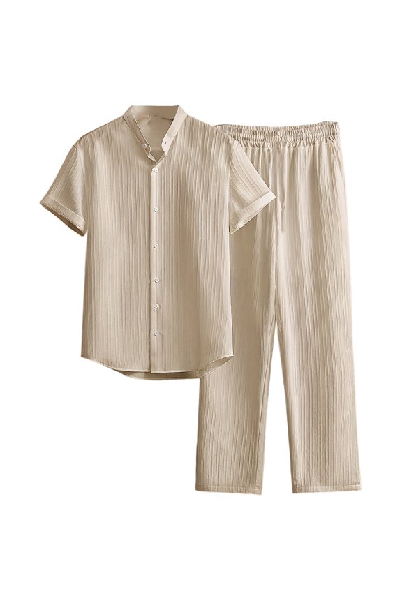 Men Clothing Men's Summer Sportswear Suits Sportswear Breathable Short Sleeved Shirts And Sports Trousers With Pockets 3 Piece Dress Suit Sports Coat Light Tux 3 Piece Man Suits Suit Penguin Brown M