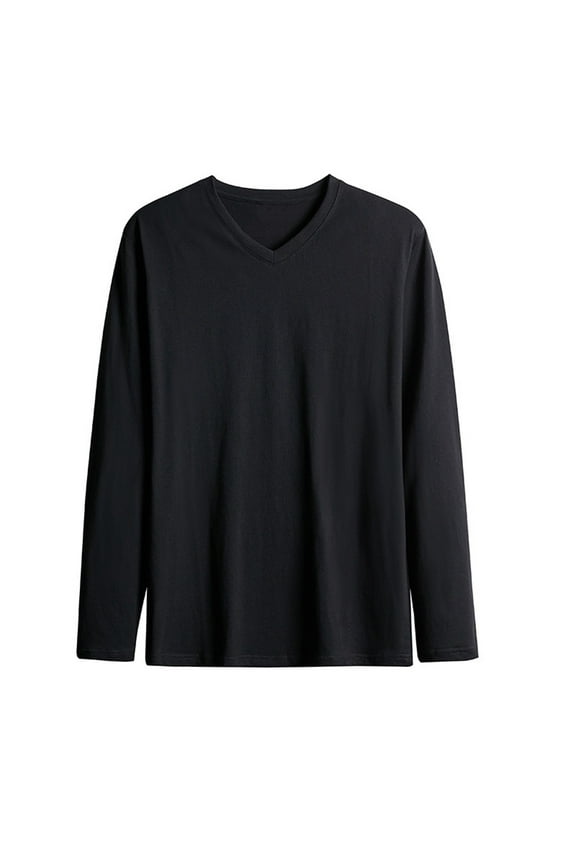 Men Clothing, Men's V-Neck Long Sleeve Shirt Basic Casual Solid Color Top