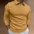 thumbnail image 1 of Men Clothing, Men's V Neck Polo Texture Shirt Button Down Stand Collar Solid Color Long Sleeve Loungewear Casual Loose Fit Urban Fashion, 1 of 8