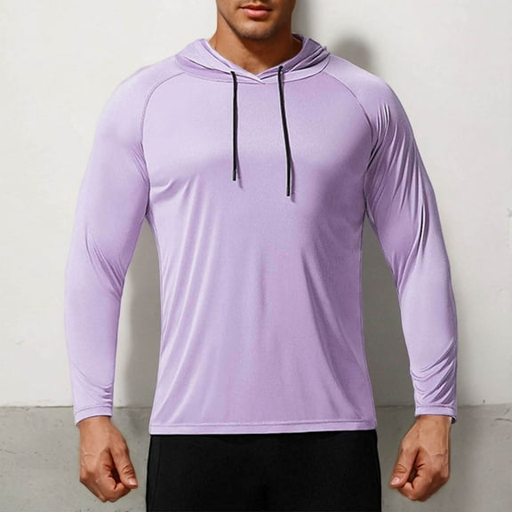 Men Clothing, Men's Workout Raglan Long Sleeve Fishing Shirts Sun Protection Dry Fit Hoodies Solid Color Lightweight Fall T-Shirt