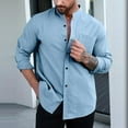 thumbnail image 1 of Men Clothing, Mens Casual Linen Shirts 3/4 Sleeve Button Down Banded Collar Summer Beach Shirt, 1 of 6