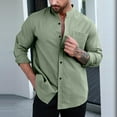 thumbnail image 1 of Men Clothing, Mens Casual Linen Shirts 3/4 Sleeve Button Down Banded Collar Summer Beach Shirt, 1 of 6