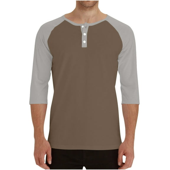 Men Clothing, Mens Henley Long Sleeve Shirts - Soft 3 Button Tees Casual Full Sleeve T-Shirts Men