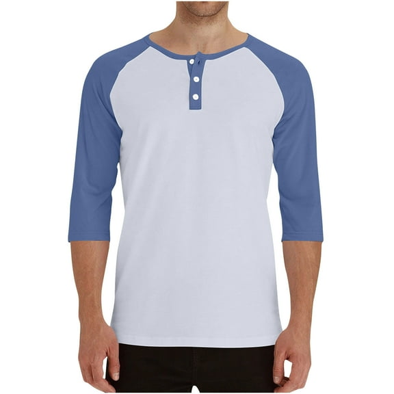 Men Clothing, Mens Henley Long Sleeve Shirts - Soft 3 Button Tees Casual Full Sleeve T-Shirts Men