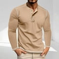 thumbnail image 1 of Men Clothing, Mens Henley Shirts 2025 Summer Casual Fashion Casual Basic Cotton Tee Buttons Lightweight Long Sleeve Men's T-Shirts, 1 of 6