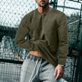thumbnail image 1 of Men Clothing, Mens Long Sleeve Henley Shirts Stretch Casual 3 Button Tee Baisc Plain, 1 of 5