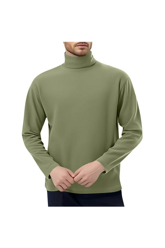 Men Clothing, Mens Mock Turtleneck Shirt Long Sleeve Solid Thermal Compression Shirts Base Layer Casual Slim Fit Undershirts
