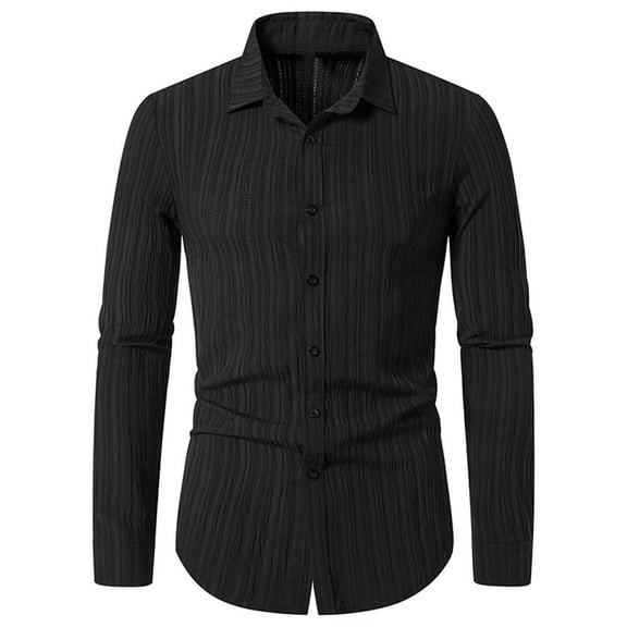 Men Clothing, Mens Striped Long Sleeve Button Down Shirt Casual Turn-Down Collar Slim Fit Shirts Stylish Business Dress Shirts