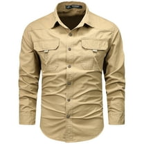 Men Clothing, Mens Work Shirts Long Sleeve Hiking Shirt Breathable Casual Button Down Classic Woven Outdoor Cargo Shirt