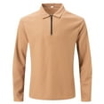 thumbnail image 1 of Men Clothing, Shirts for Men Dressy Causal Waffle Knit Quarter Zip Up Long Sleeve Polo t-Shirt Collared Work Office Tees, 1 of 4