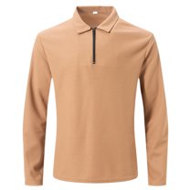 Men Clothing, Shirts for Men Dressy Causal Waffle Knit Quarter Zip Up Long Sleeve Polo t-Shirt Collared Work Office Tees