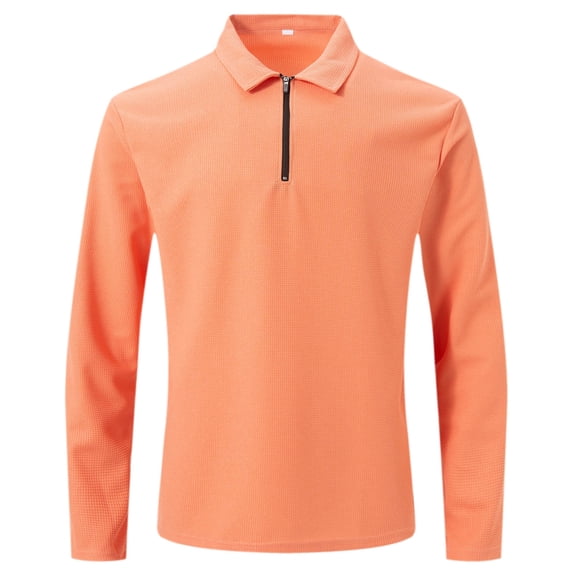 Men Clothing, Shirts for Men Dressy Causal Waffle Knit Quarter Zip Up Long Sleeve Polo t-Shirt Collared Work Office Tees