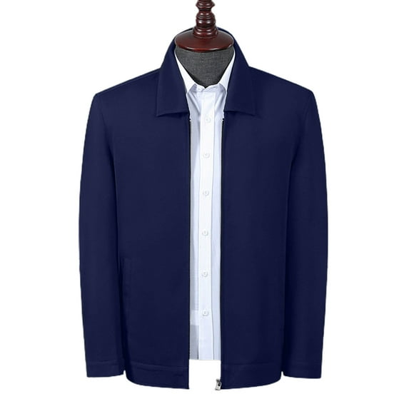 Men Coat Solid Color Turn-down Collar Loose Casual Spring Jacket for Daily Wear