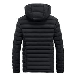 yievot Men s Solid Color Hooded Jacket Fashion Cotton Padded Winter Warm Coat Puffer Jackets Walmart