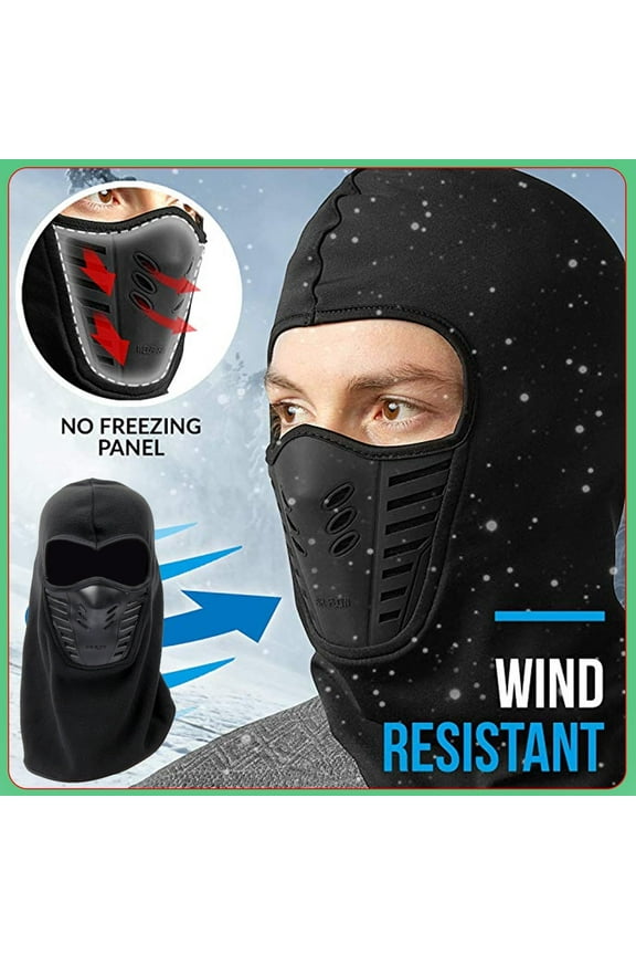 Men Cold Weather Windproof Fleece Ski Ninja Mask Winter Balaclava Full Face Neck Mask Aviator Trooper Trapper Hat Motorcycle Ear Flap Cap Black