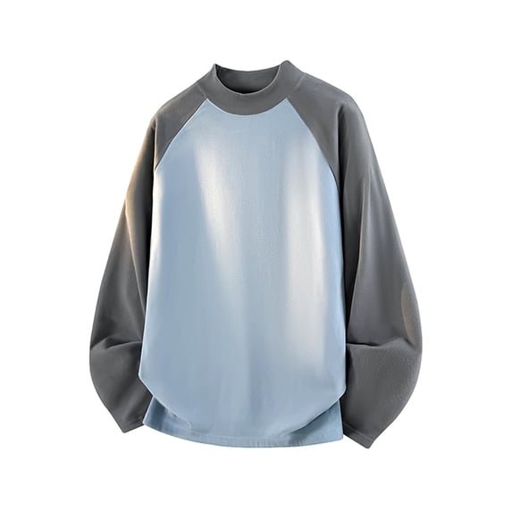 Men Color Block Crew Neck Raglan Long Sleeve Sweatshirt Casual Pullover Breathable Comfortable Loose Top