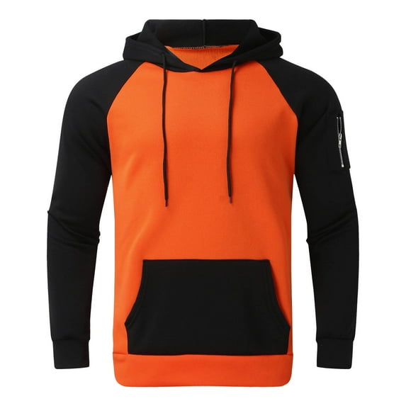 Men Color Block Long Sleeve Hooded Sweatshirt Hoodies Hip Hop Colorful Hooded Pullover Novelty Drawstring Sweatshirt