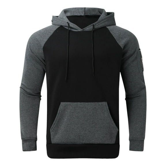 Men Color Block Long Sleeve Hooded Sweatshirt Hoodies Hip Hop Colorful Hooded Pullover Novelty Drawstring Sweatshirt