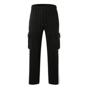 JIHUIG Men Color Block Sweatpants Plus Size Pant Loose Autumn And Winter Sports Patchwork Pockets Trousers