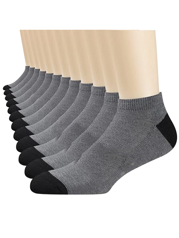 Men Color Block Toe Heel Anti-Bacterial Deodorant Ankle Socks Breathable Moisture Wicking UV Protection Anti Friction Sport Short Crew Socks 12 Packs,One Size