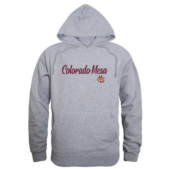 Men Colorado Mesa University Mavericks Script Hoodie, Heather Grey - Extra Large
