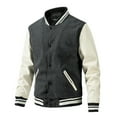 thumbnail image 1 of Men Colorblock Casual Bomber Jacket (M, Grey), 1 of 7
