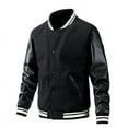 thumbnail image 1 of Men Colorblock Casual Bomber Jacket (XL, Black), 1 of 7
