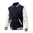 thumbnail image 1 of Men Colorblock Casual Bomber Jacket (XXL, DeepLakeBlue), 1 of 7