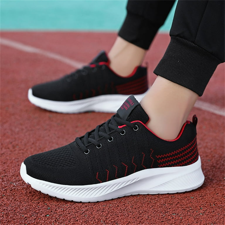 Men Colorblock Mesh Lace Up Casual Shoes Comfortable Breathable Soft Sole  Sneakers Red 10