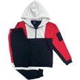 thumbnail image 1 of Men Colorblock Quarter Zip Heavy Pullover Hoodie & Jogger Set, 1 of 5