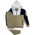 thumbnail image 1 of Men Colorblock Quarter Zip Heavy Pullover Hoodie & Jogger Set, 1 of 7