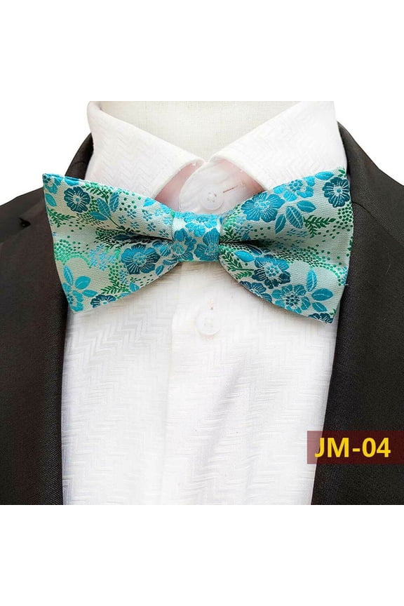 Men Colorful Floral Adjustable Bow Neck Tie Wedding Party Pre-tied Bowties