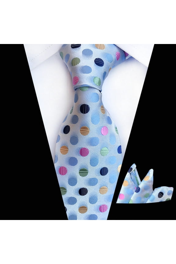 Men Colorful Jacquard Printed Ties Hanky Matching Neckties Pocket Square Set