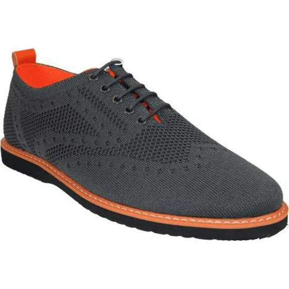 Men Comfort Casual Knit Fabric Wingtip Lace Sneaker Shoes #FRESHORT Gray