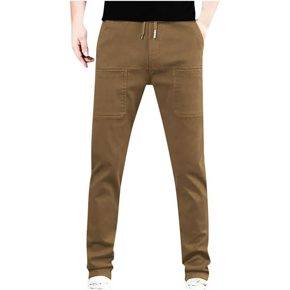Men Comfy Cargo Pants High Stretch Multi-Pockets Durable Cargo Pants Waterproof Lightweight Drawstring Hiking Trousers