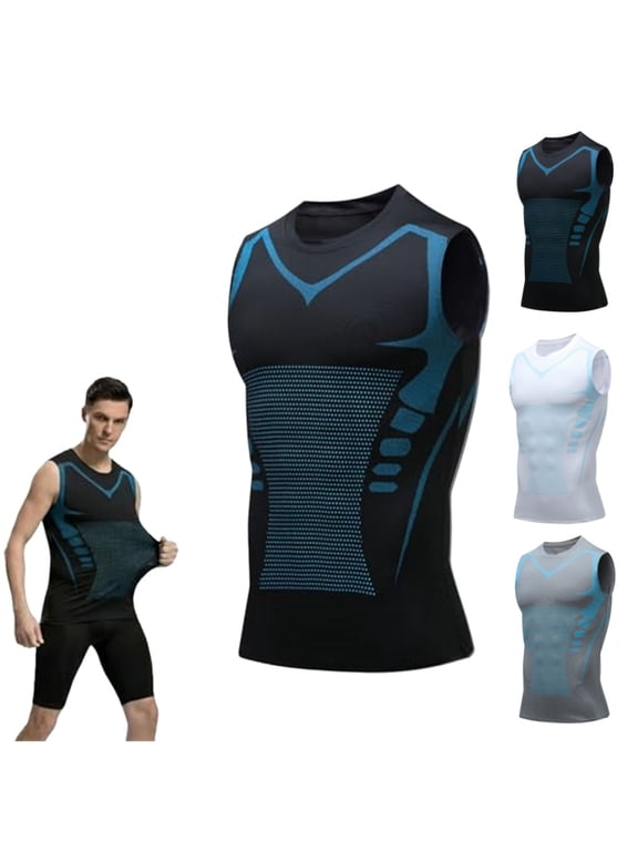 Men's Slimming Compression Tank Top, Dry Fit Workout Body Shaper Vest for Gym, Workout, Daily Wear Black XL