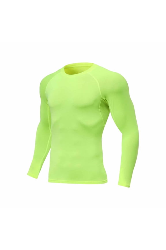 Men Compression Shirt Long Sleeve Athletic Workout Base Layer Quick Dry Rash Guard UPF 50 Activewear