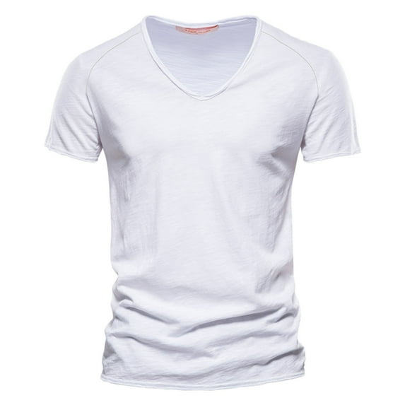 Men Compression Shirt Mens Slim Fit T Shirt Casual Solid V Neck T Shirts Loose Fit Comfortable Slim Fit T Shirts Men White XXL