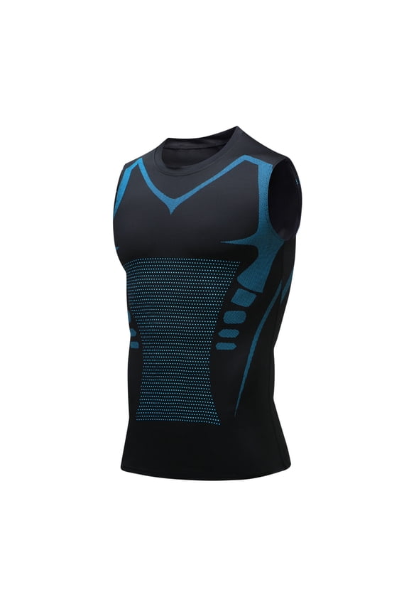 Men Compression Shirt, Quick Dry Tummy Control Slimming Undershirt Tank Top Men Body Shaper Size 3XL Black